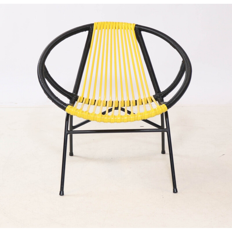 Vintage Danish Yellow Chair with black lacquered frame - 1950s