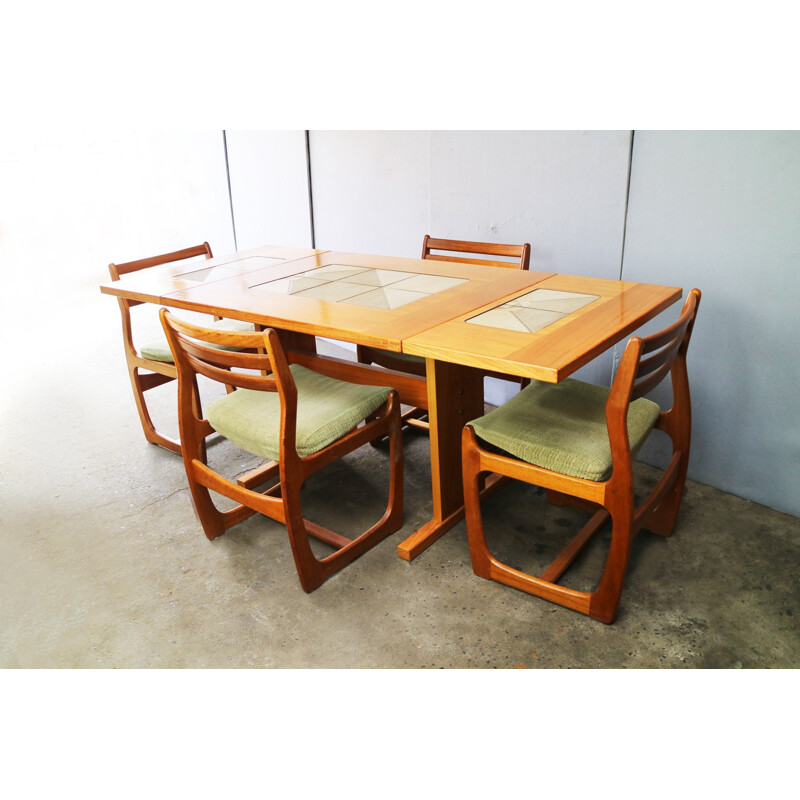 Vintage tiled dining table and 4 dining chairs - 1960s