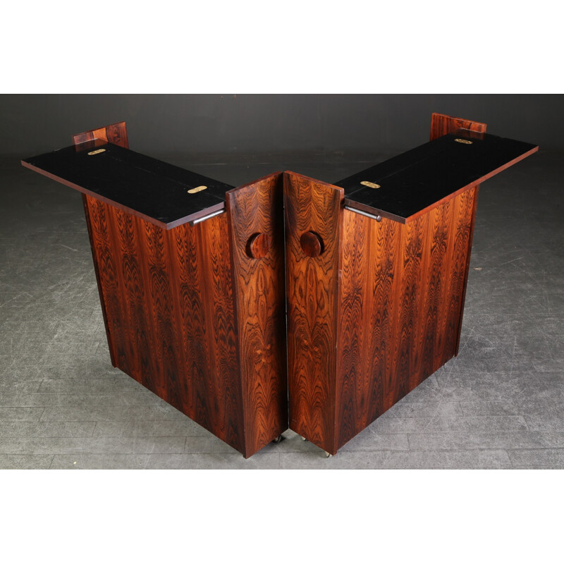 Vintage multicoloured folding bar in rosewood by Dyrlund - 1960s