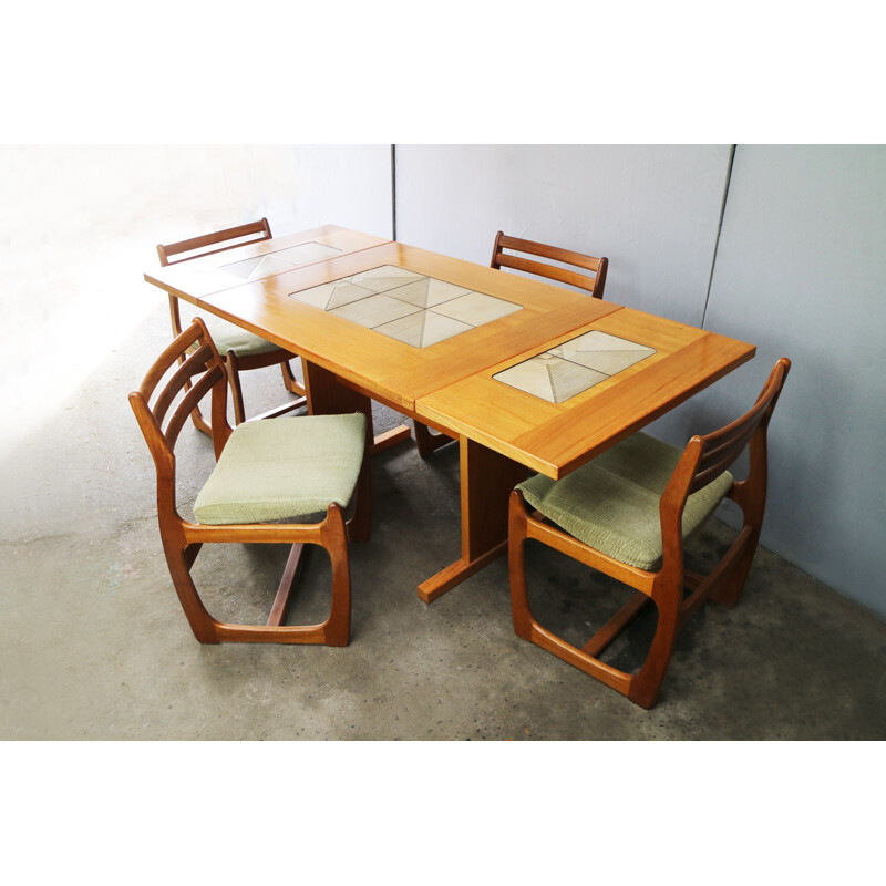 Vintage tiled dining table and 4 dining chairs - 1960s