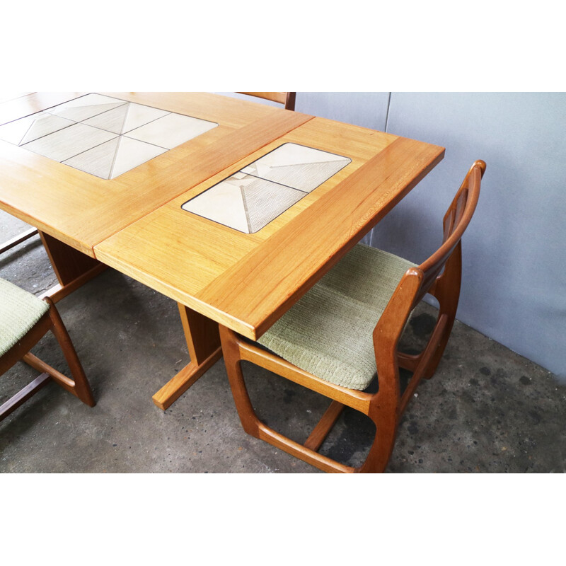 Vintage tiled dining table and 4 dining chairs - 1960s