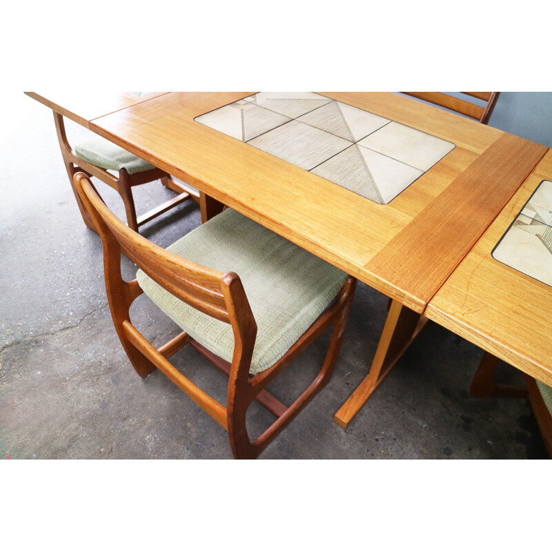 Vintage tiled dining table and 4 dining chairs - 1960s