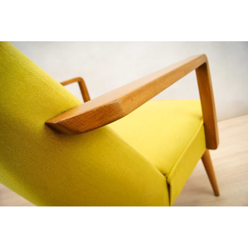Suite de 2 fauteuils vintage jaunes - 1960