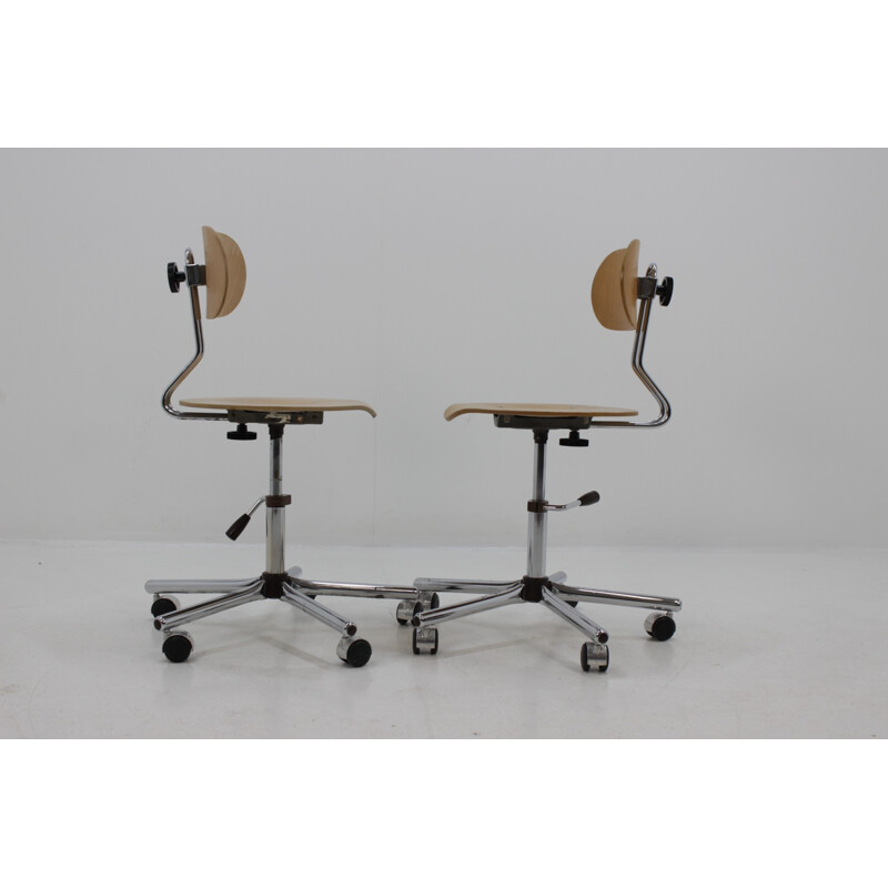 Set of Mid-century Industrial Chromed Office Chairs - 1970s