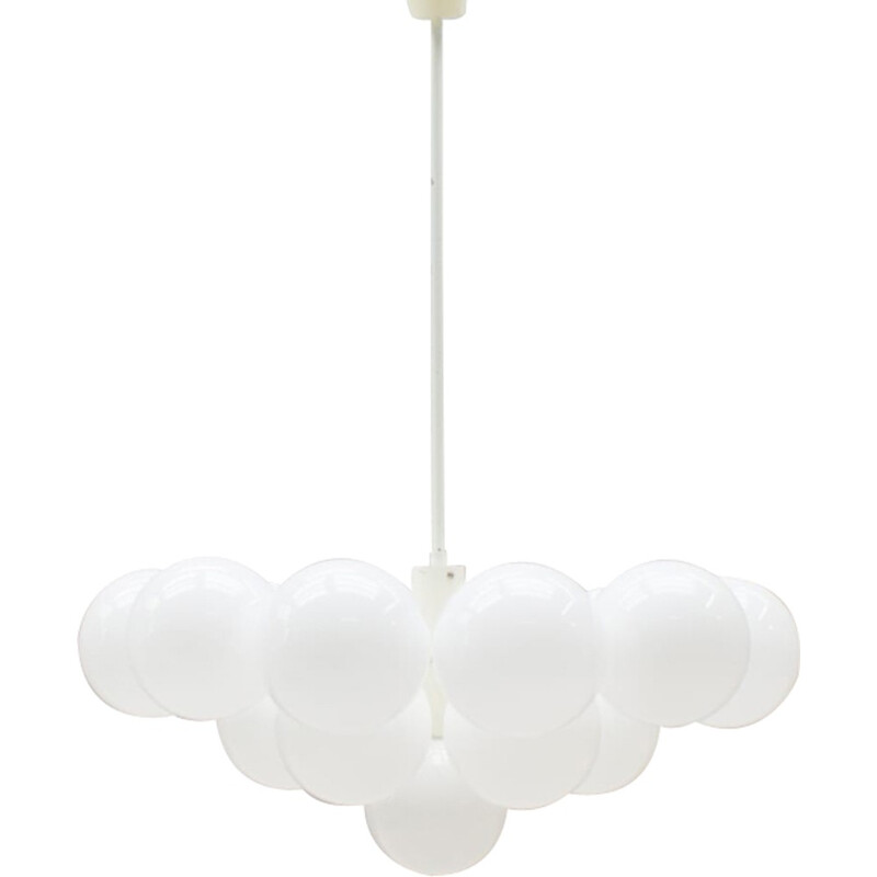 Vintage Milk-Colored Glass Chandelier - 1960s