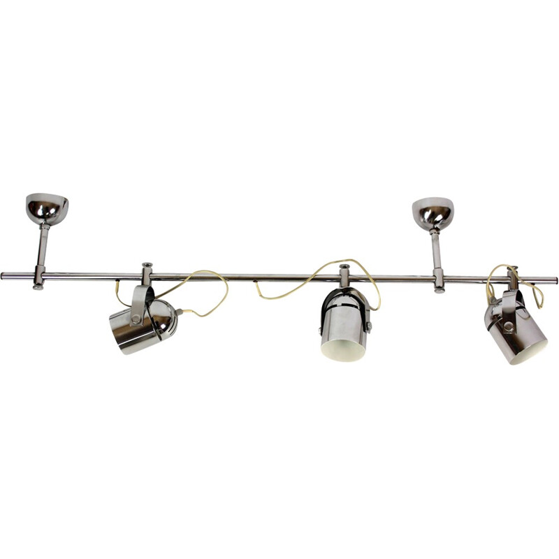 Chrome Triple Wall-Ceiling Lamp by S. Indra - 1970s