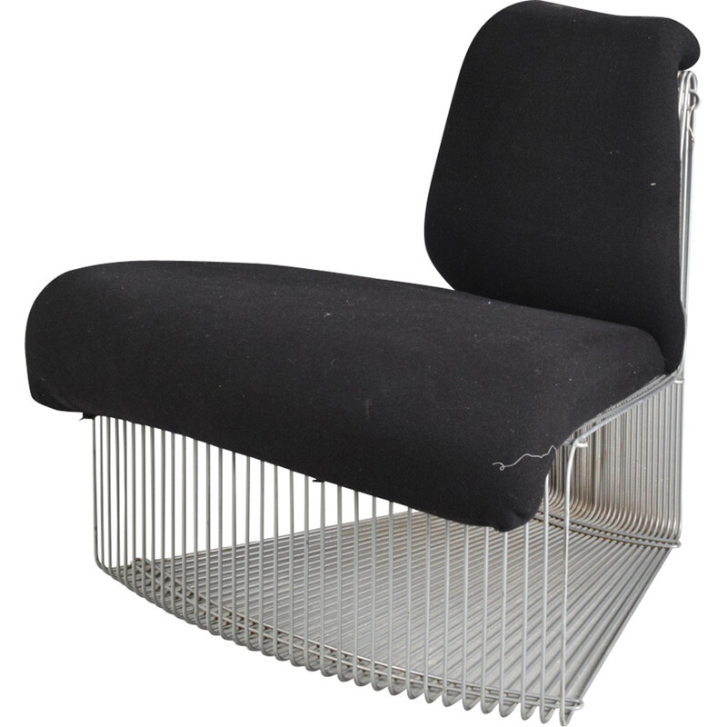 Vintage black armchair by Verner Panton - 1970s