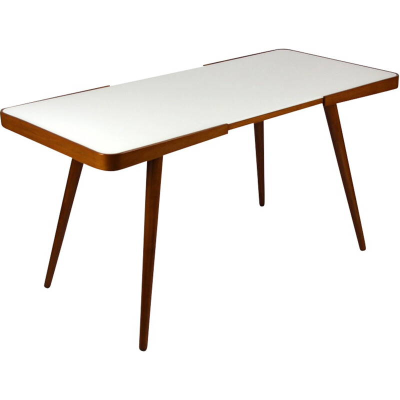 Vintage Coffee Table with White Glass Top by Jiri Jiroutek for Interier Praha - 1960s