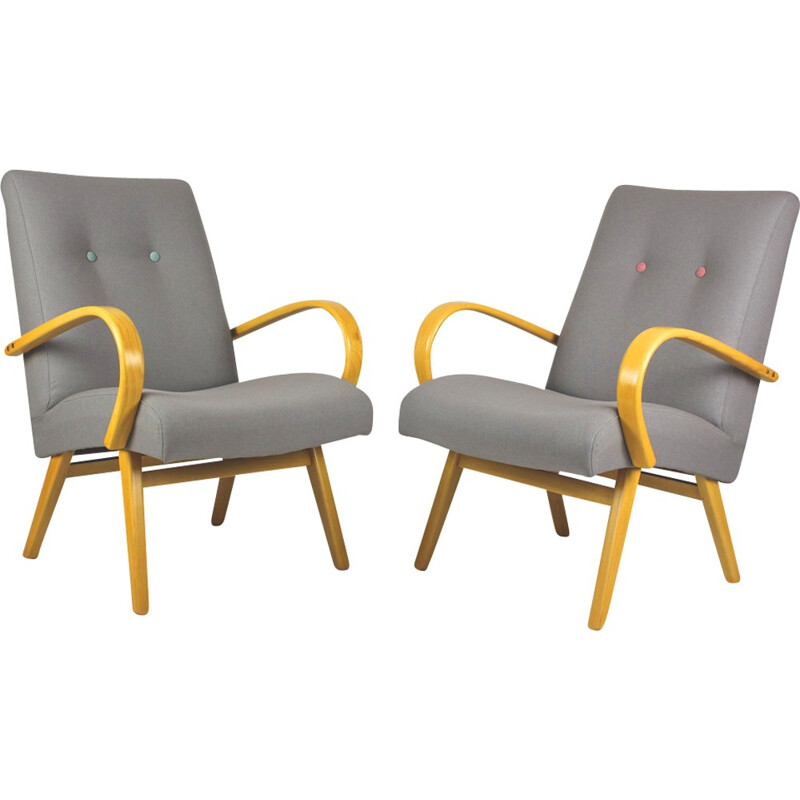 Paire de fauteuils vintage Gris et Pastels - 1960