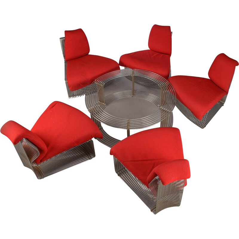 Vintage set of sofas and table by Verner Panton - 1970s