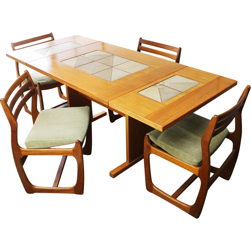 Vintage tiled dining table and 4 dining chairs - 1960s