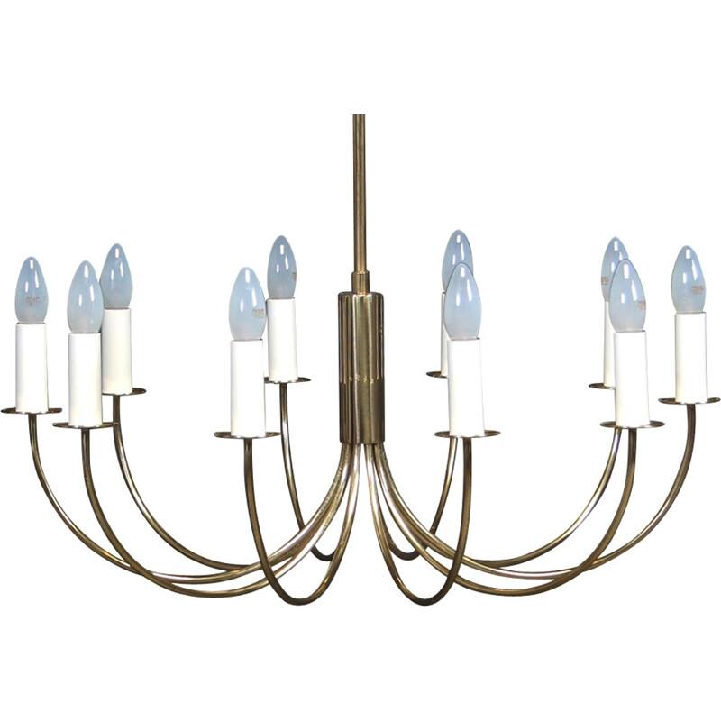 Vintage coppered aluminium chandelier by Preben Fabricius & Jørgen Kastholm for Nordisk Solar Compagni - 1963