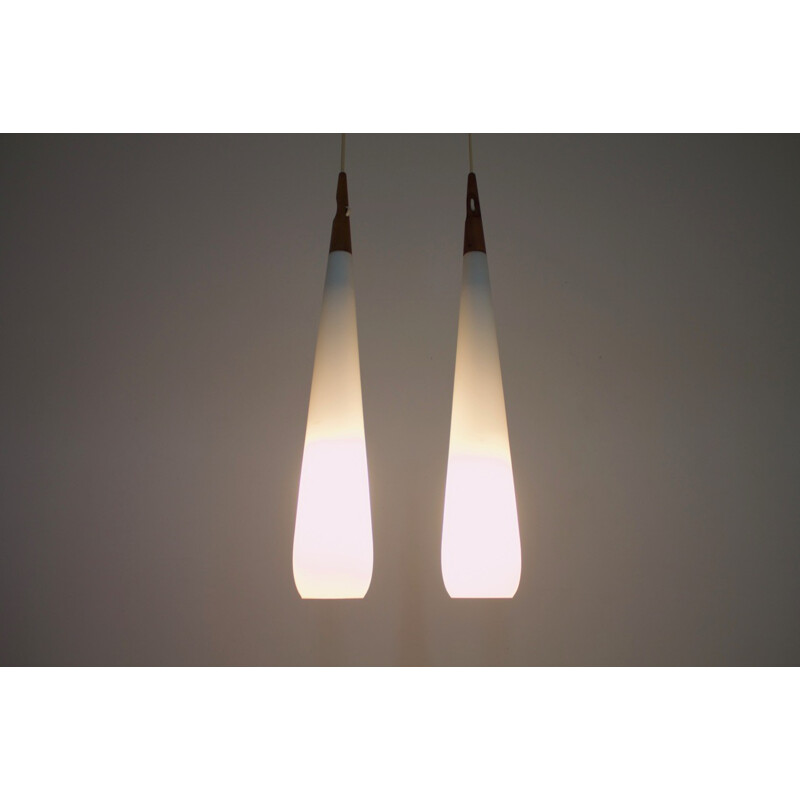 Pair of Drop Pendant Lamp by Uno & Osten Kristiansson for Luxus - 1960s