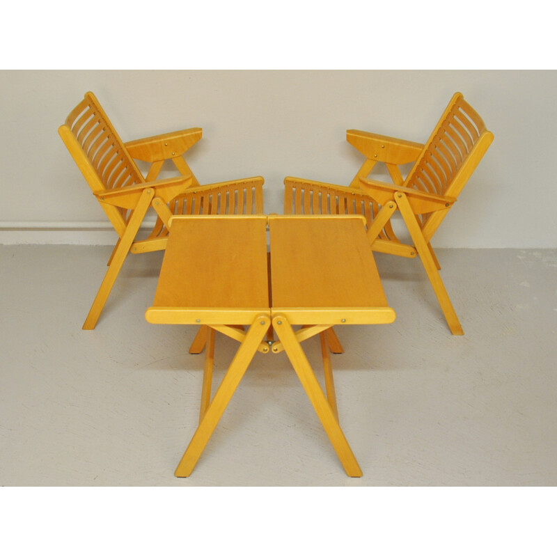 Rex Folding Chairs & Table Set by Niko Kralj - 1950s 