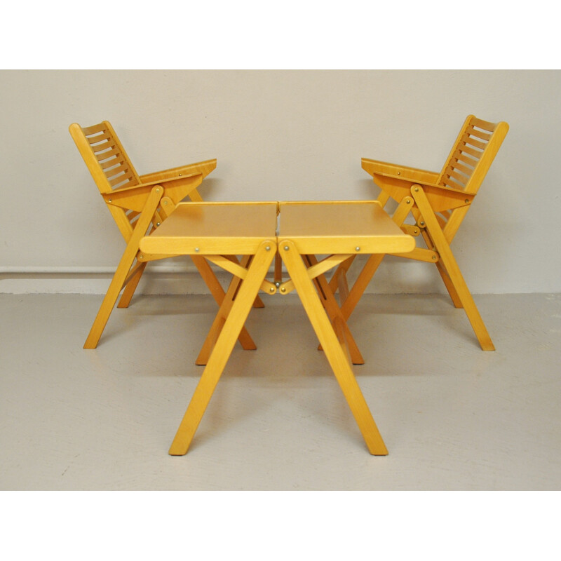 Rex Folding Chairs & Table Set by Niko Kralj - 1950s 