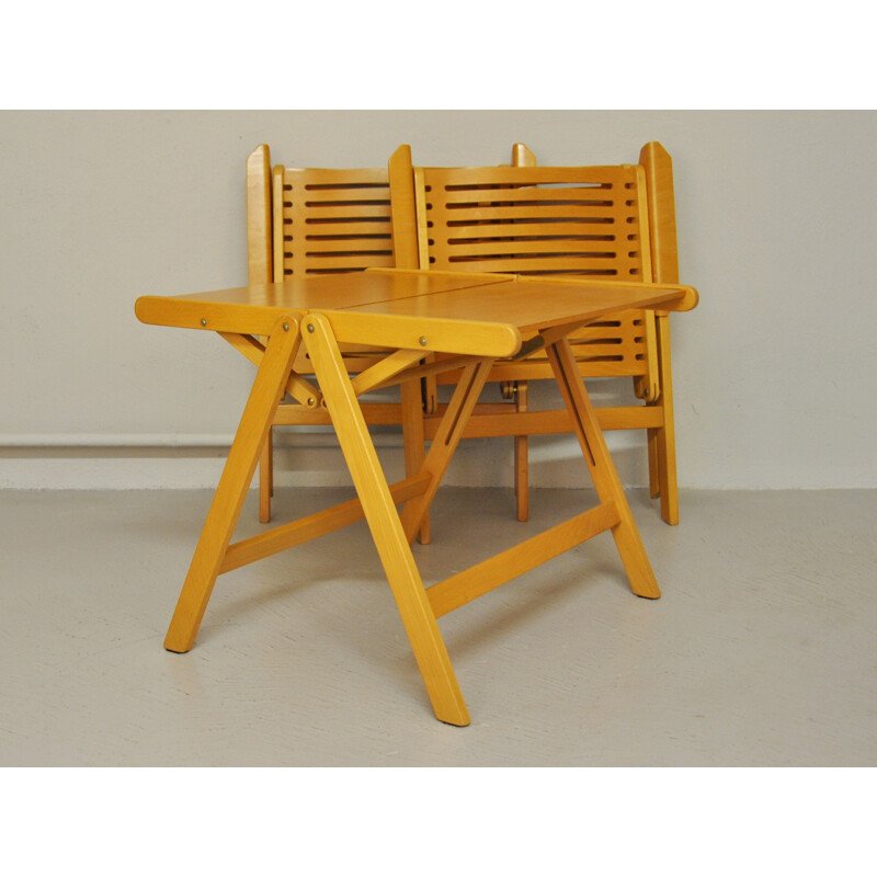 Rex Folding Chairs & Table Set by Niko Kralj - 1950s 