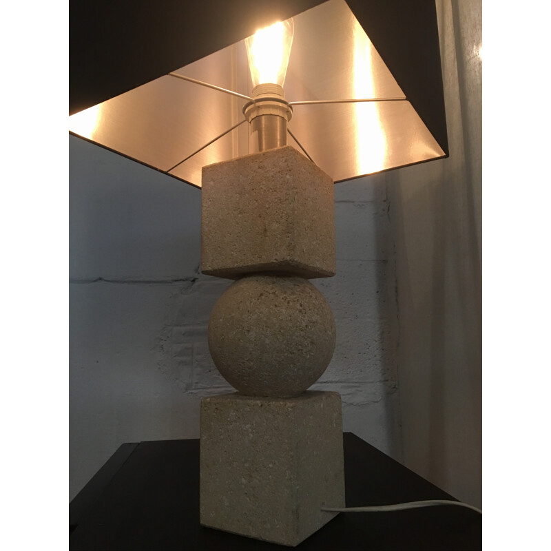 Vintage french brutalist stone lamp - 1970s