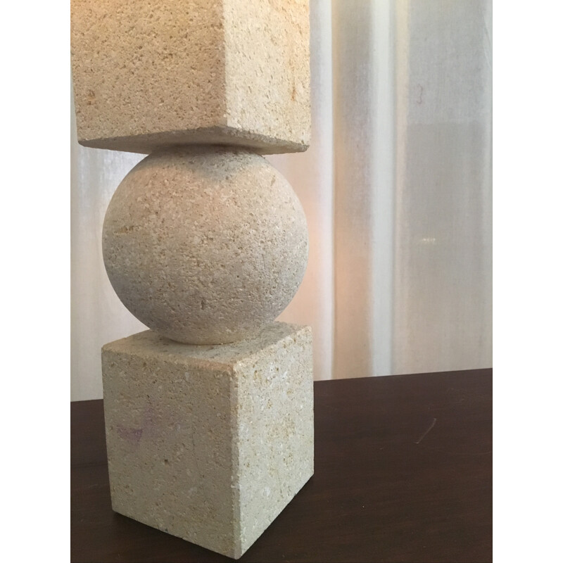 Vintage french brutalist stone lamp - 1970s