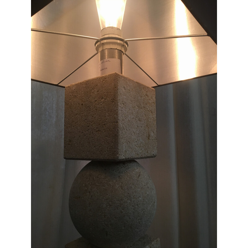 Vintage french brutalist stone lamp - 1970s