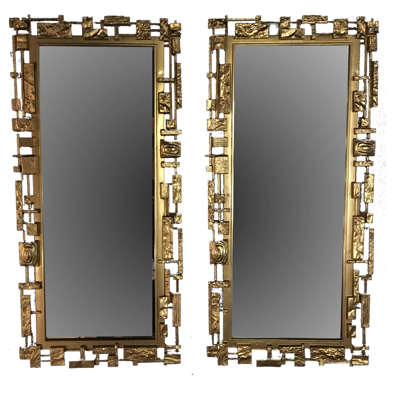 Pair of vintage "Syroco" brutalist mirrors - 1970s