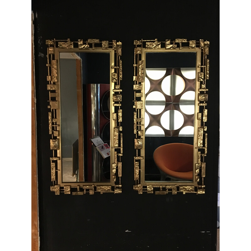 Pair of vintage "Syroco" brutalist mirrors - 1970s