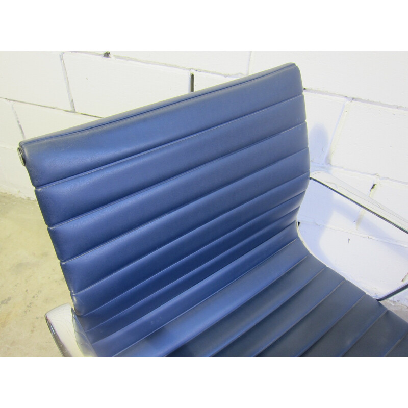 Vintage set of 2 blue office chairs in aluminium "EA108" for Herman Miller - 1970s