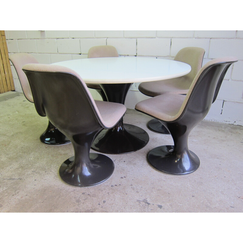 "Orbit" dining set table & 5 chairs by Farmer & Grunder for Herman Miller - 1971