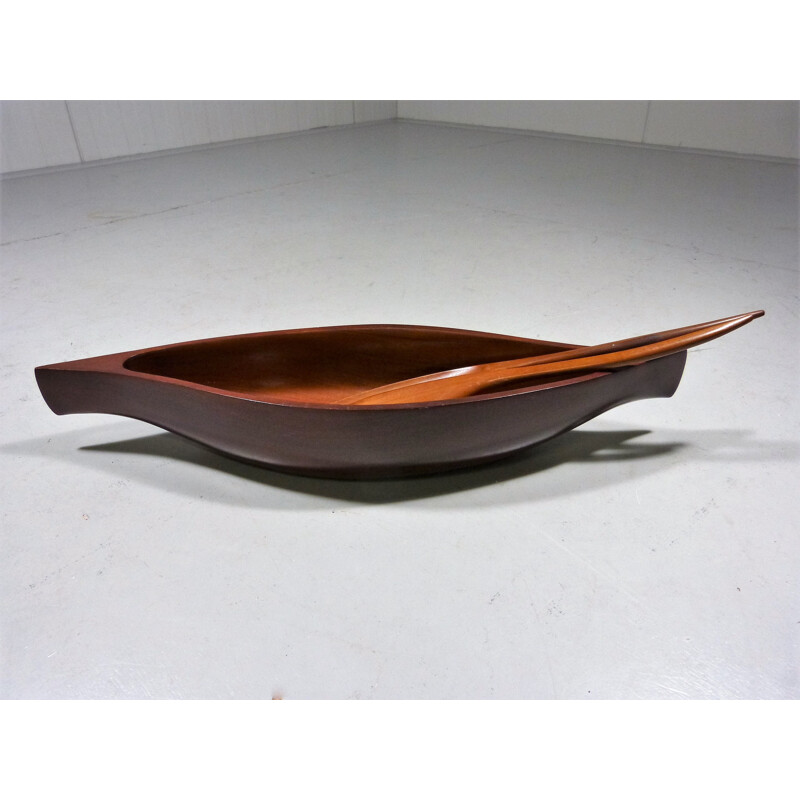 Vintage Danish Teak Salad Bowl & Cutlery - 1960s