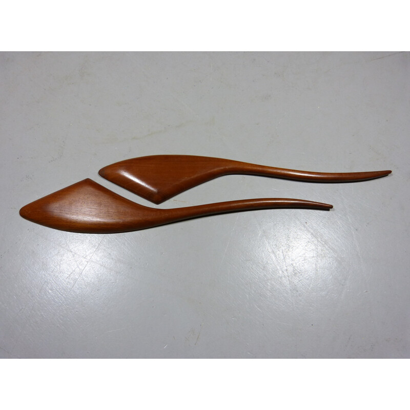 Vintage Danish Teak Salad Bowl & Cutlery - 1960s