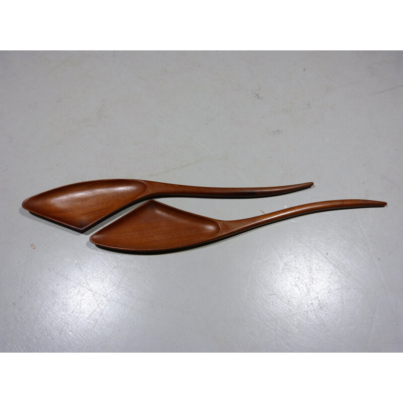 Vintage Danish Teak Salad Bowl & Cutlery - 1960s