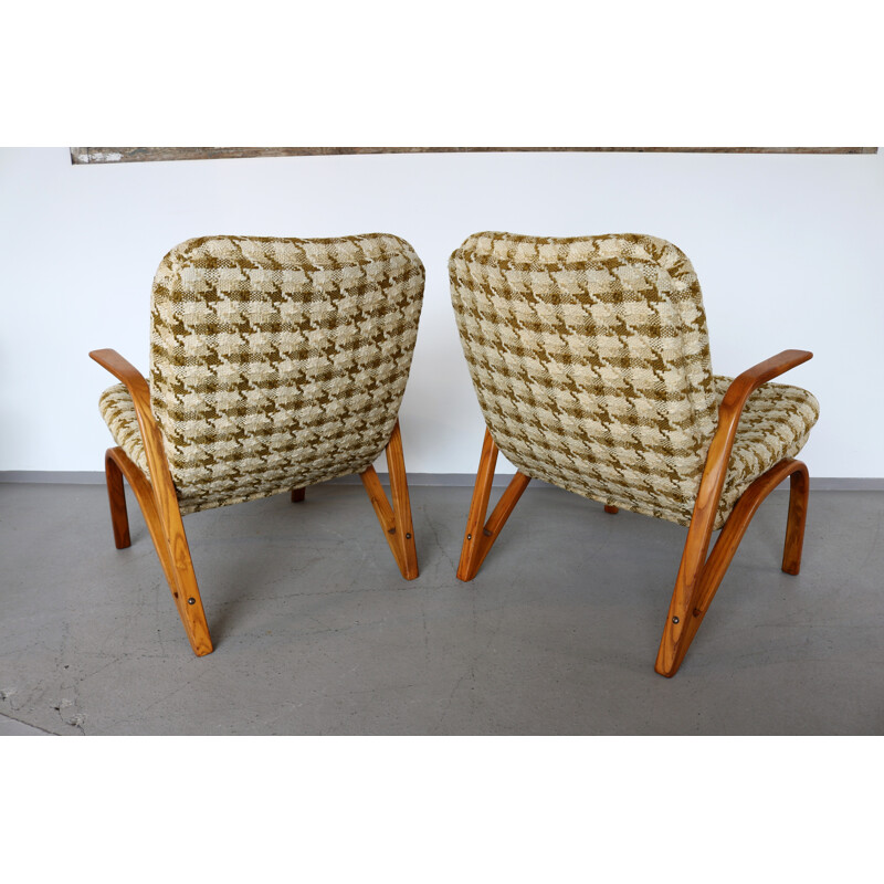 Pair of vintage chairs in ash wood by Paul Bode for Federholz-Gesellschaft, 1950