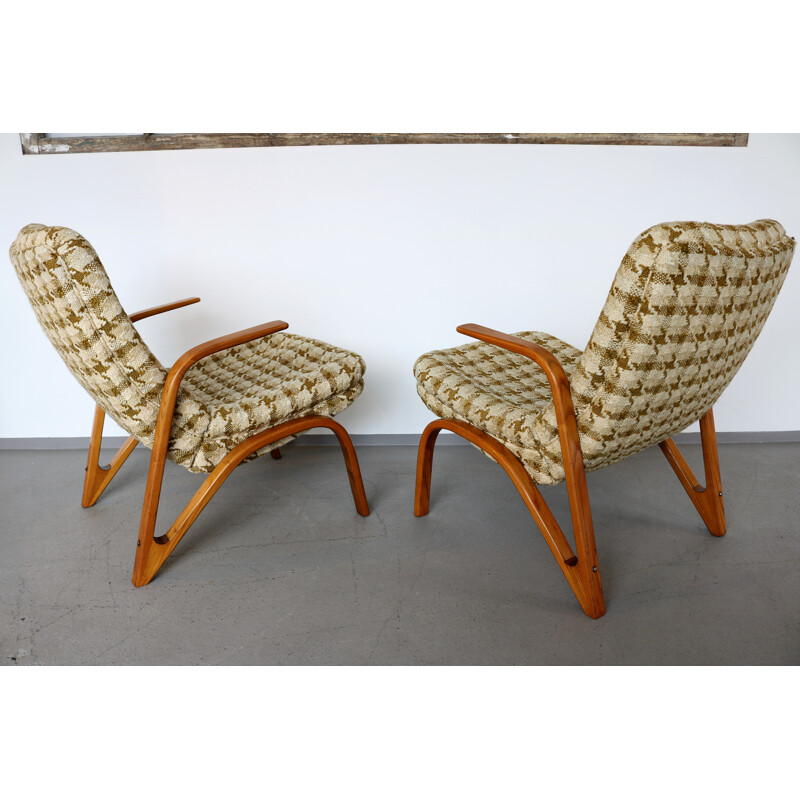 Pair of vintage chairs in ash wood by Paul Bode for Federholz-Gesellschaft, 1950