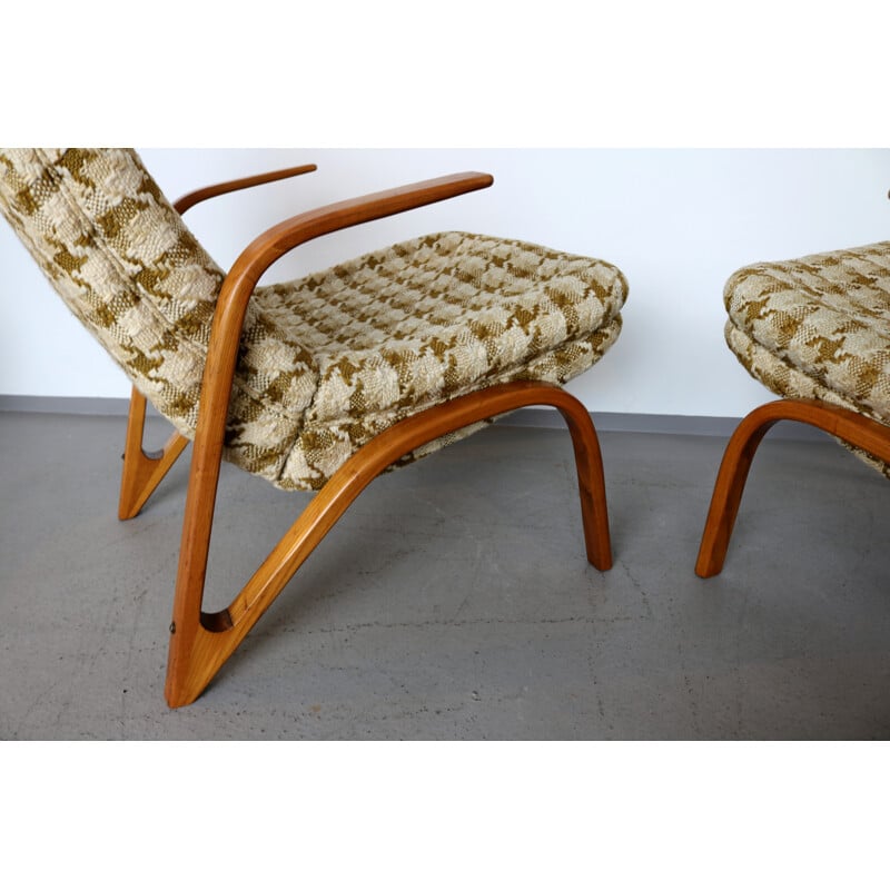 Pair of vintage chairs in ash wood by Paul Bode for Federholz-Gesellschaft, 1950