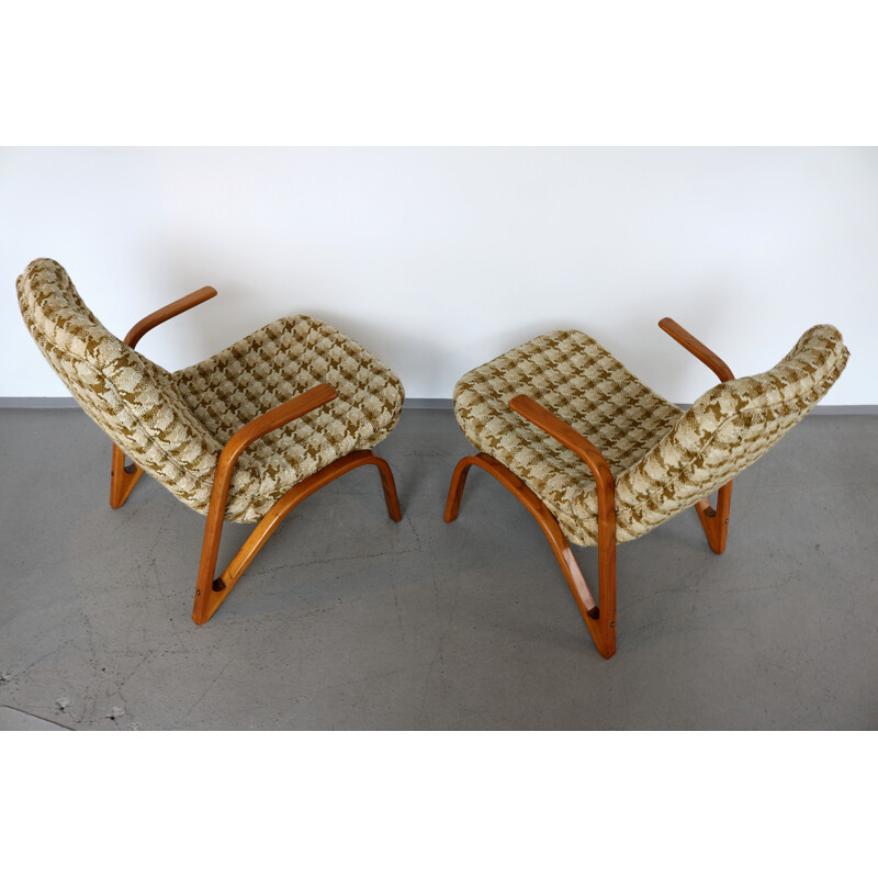 Pair of vintage chairs in ash wood by Paul Bode for Federholz-Gesellschaft, 1950