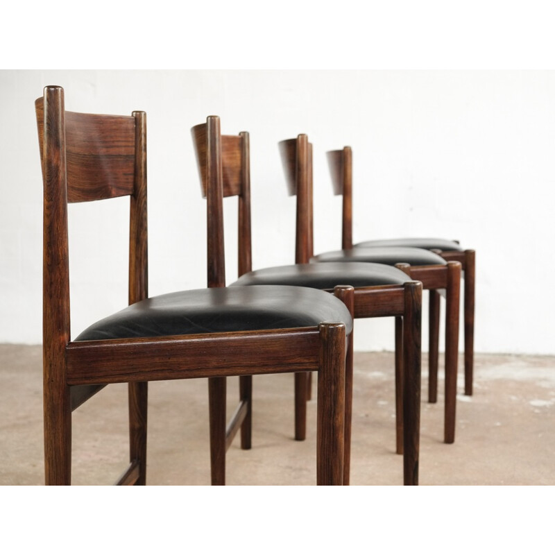 Vintage set of 4 chairs in rosewood and leather by Arne Vodder for Sibast - 1960s