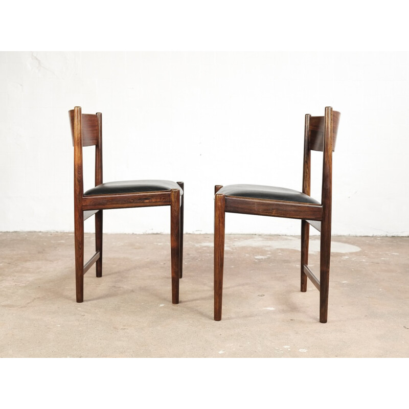 Vintage set of 4 chairs in rosewood and leather by Arne Vodder for Sibast - 1960s