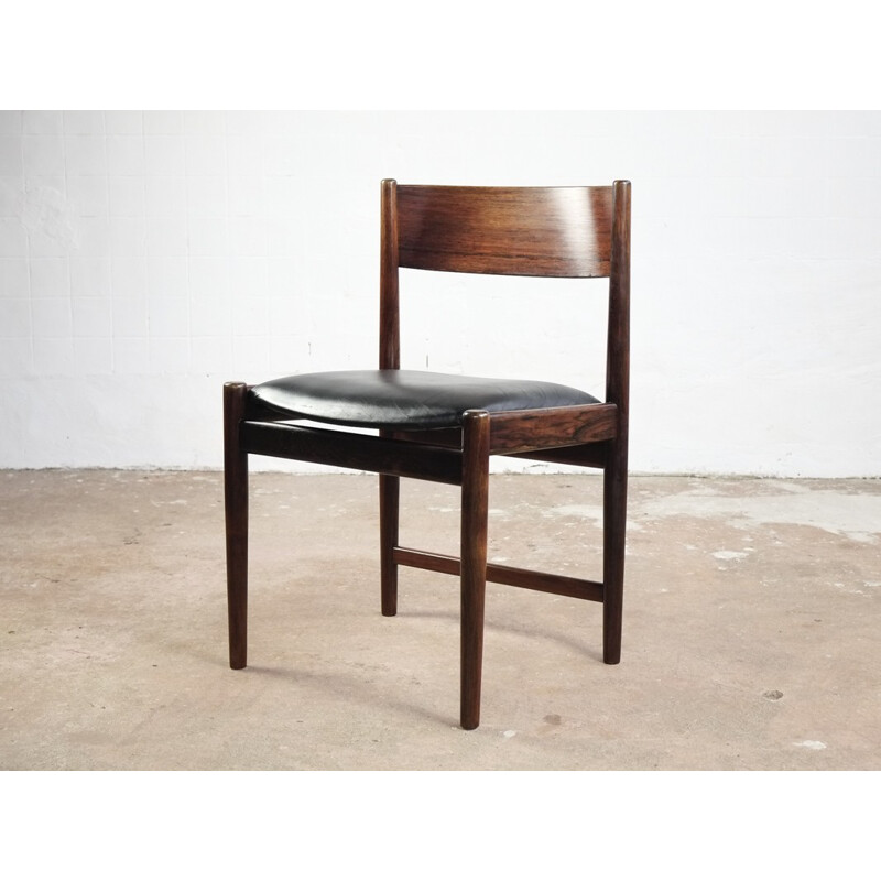 Vintage set of 4 chairs in rosewood and leather by Arne Vodder for Sibast - 1960s