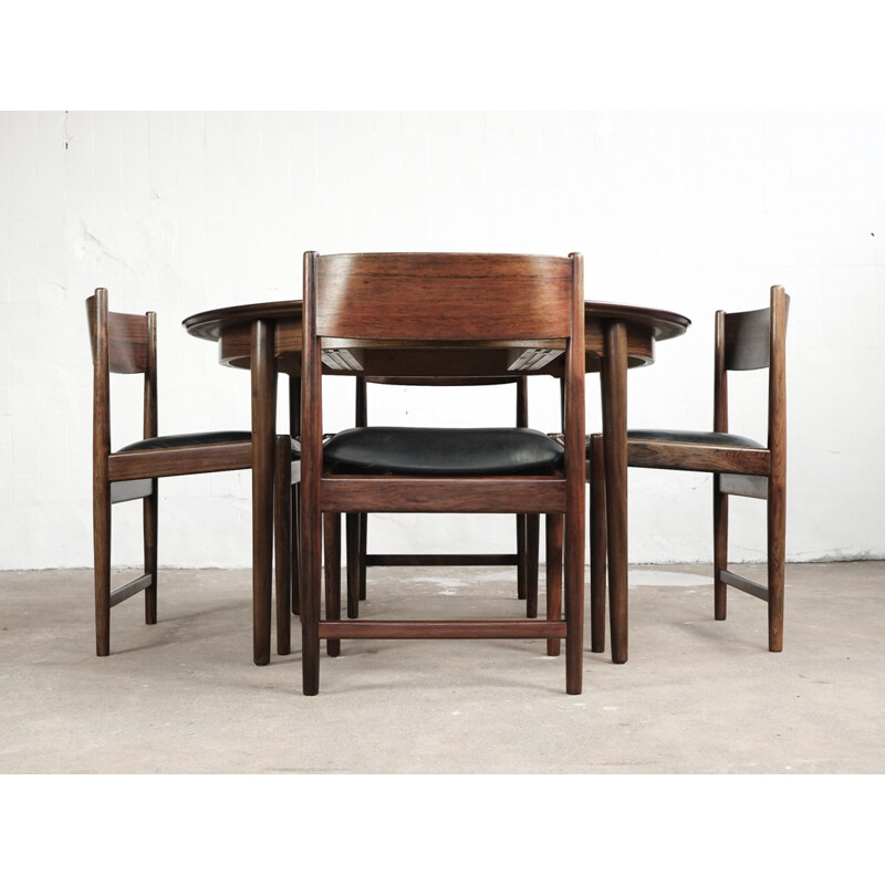 Vintage set of 4 chairs in rosewood and leather by Arne Vodder for Sibast - 1960s