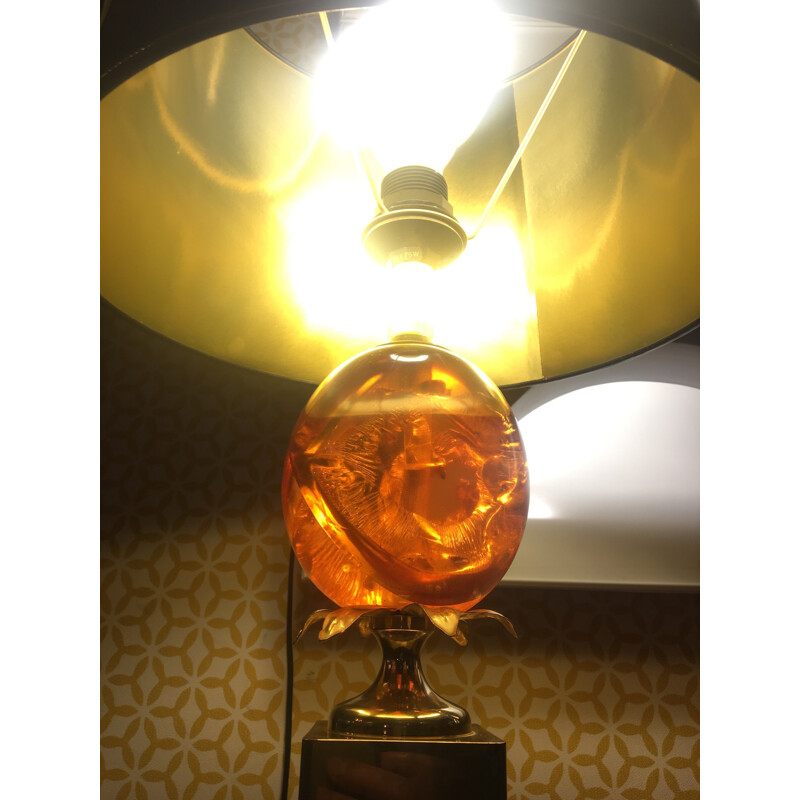 Vintage Orange fractal resin egg lamp by Kolarz for La Maison Dauphin - 1960s