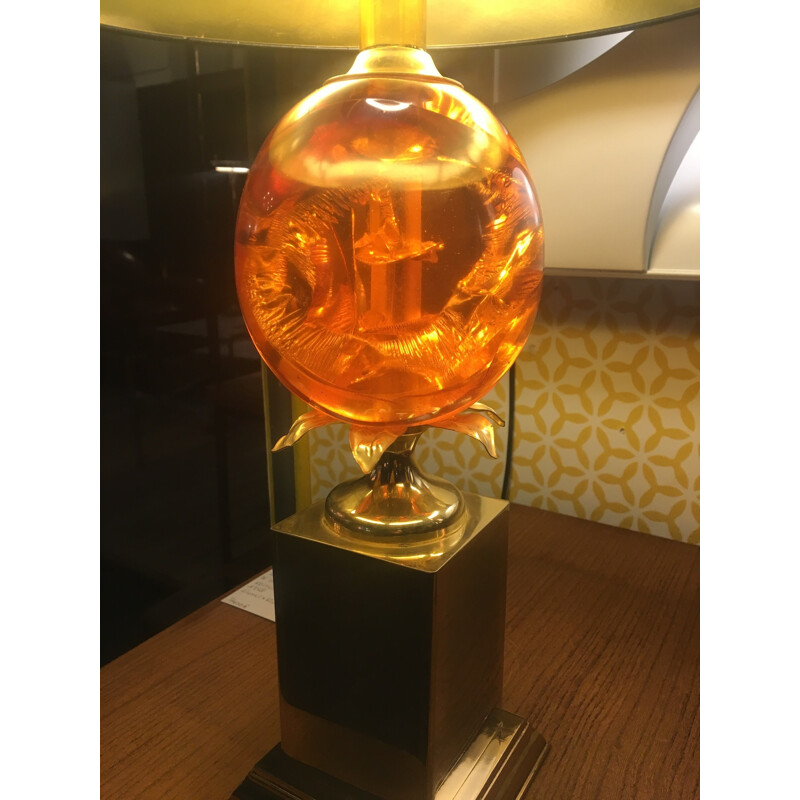 Vintage Orange fractal resin egg lamp by Kolarz for La Maison Dauphin - 1960s