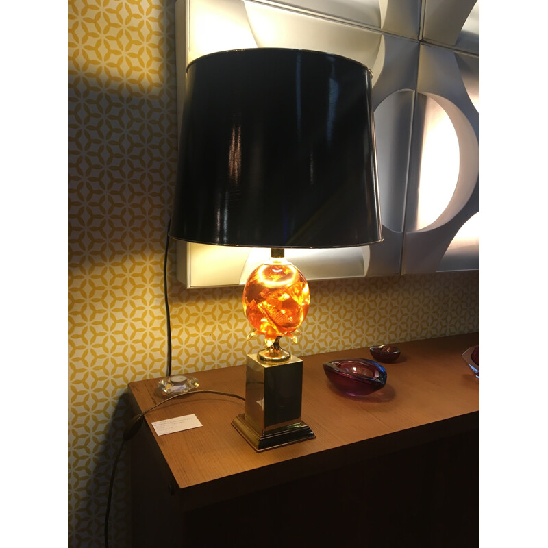 Vintage Orange fractal resin egg lamp by Kolarz for La Maison Dauphin - 1960s