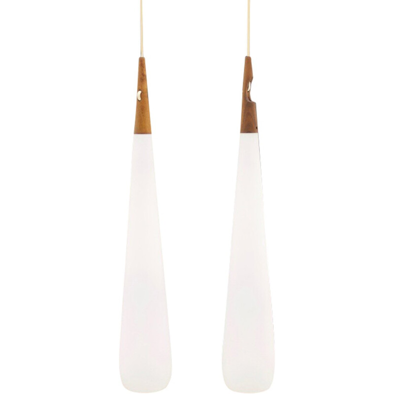 Pair of Drop Pendant Lamp by Uno & Osten Kristiansson for Luxus - 1960s