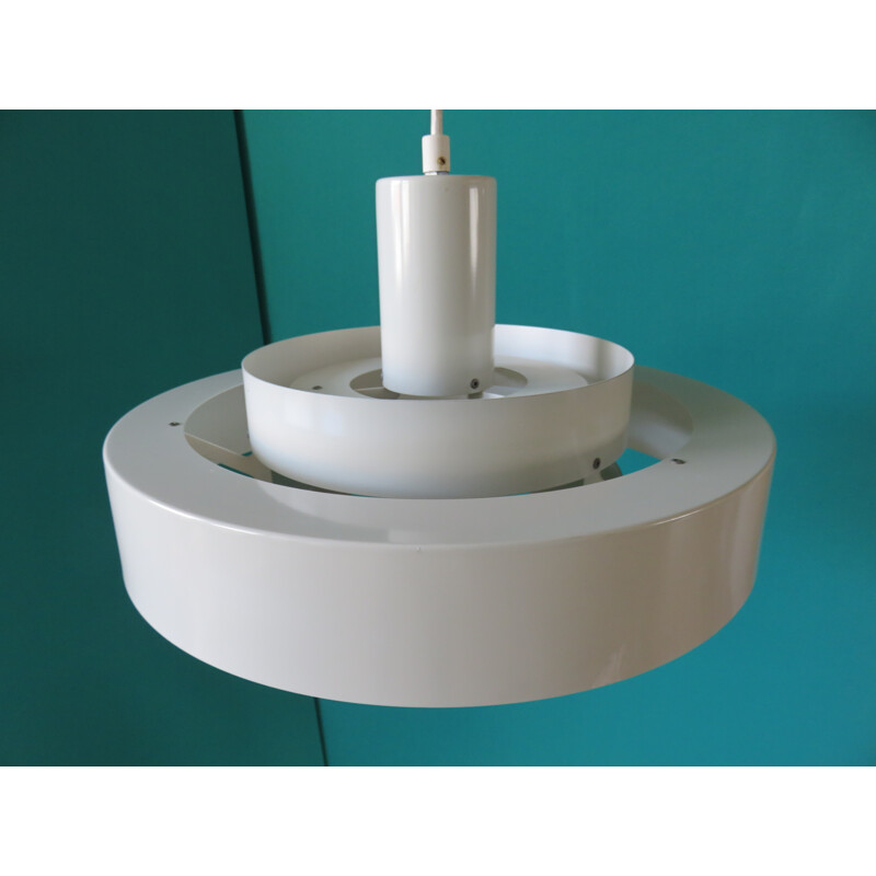 Hanging lamp "Equator" in white lacquered metal, HAMMERBORG - 1960s