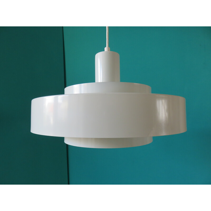 Hanging lamp "Equator" in white lacquered metal, HAMMERBORG - 1960s