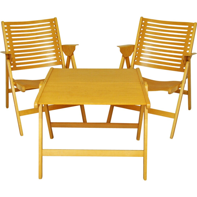 Rex Folding Chairs & Table Set by Niko Kralj - 1950s 