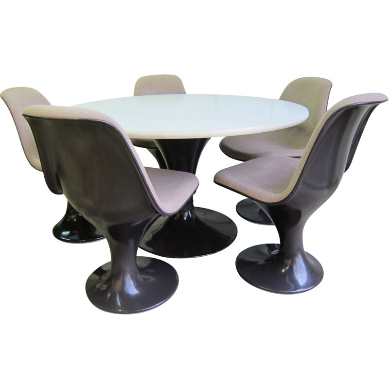 "Orbit" dining set table & 5 chairs by Farmer & Grunder for Herman Miller - 1971