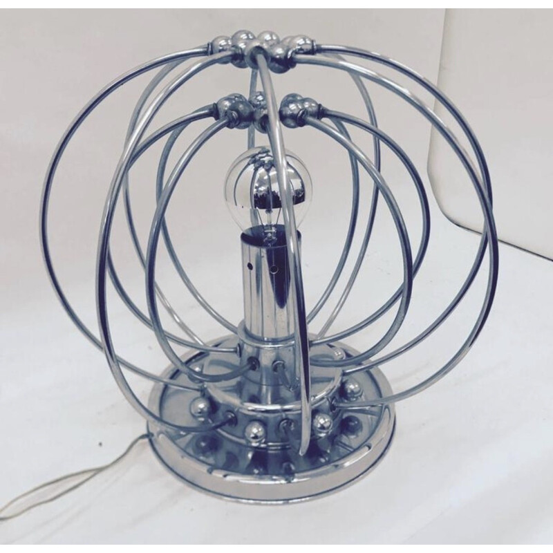 Lampe de table vintage d'ère spatiale chromée, Italie 1960
