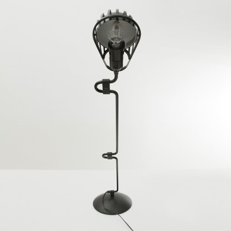 Vintage Igloo Black metal table lamp by Tommaso Cimini for Lumina - 1980s
