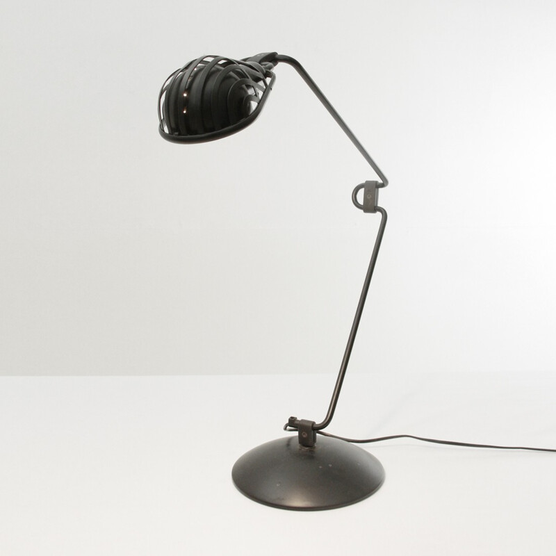 Vintage Igloo Black metal table lamp by Tommaso Cimini for Lumina - 1980s