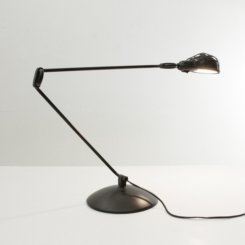 Vintage Igloo Black metal table lamp by Tommaso Cimini for Lumina - 1980s